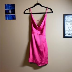 💖NWT Hot pink satin low cut back dress💖
